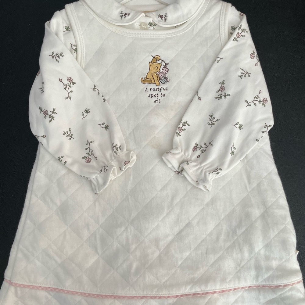Cream Quilted Baby Matching Set with Floral Sleeves
